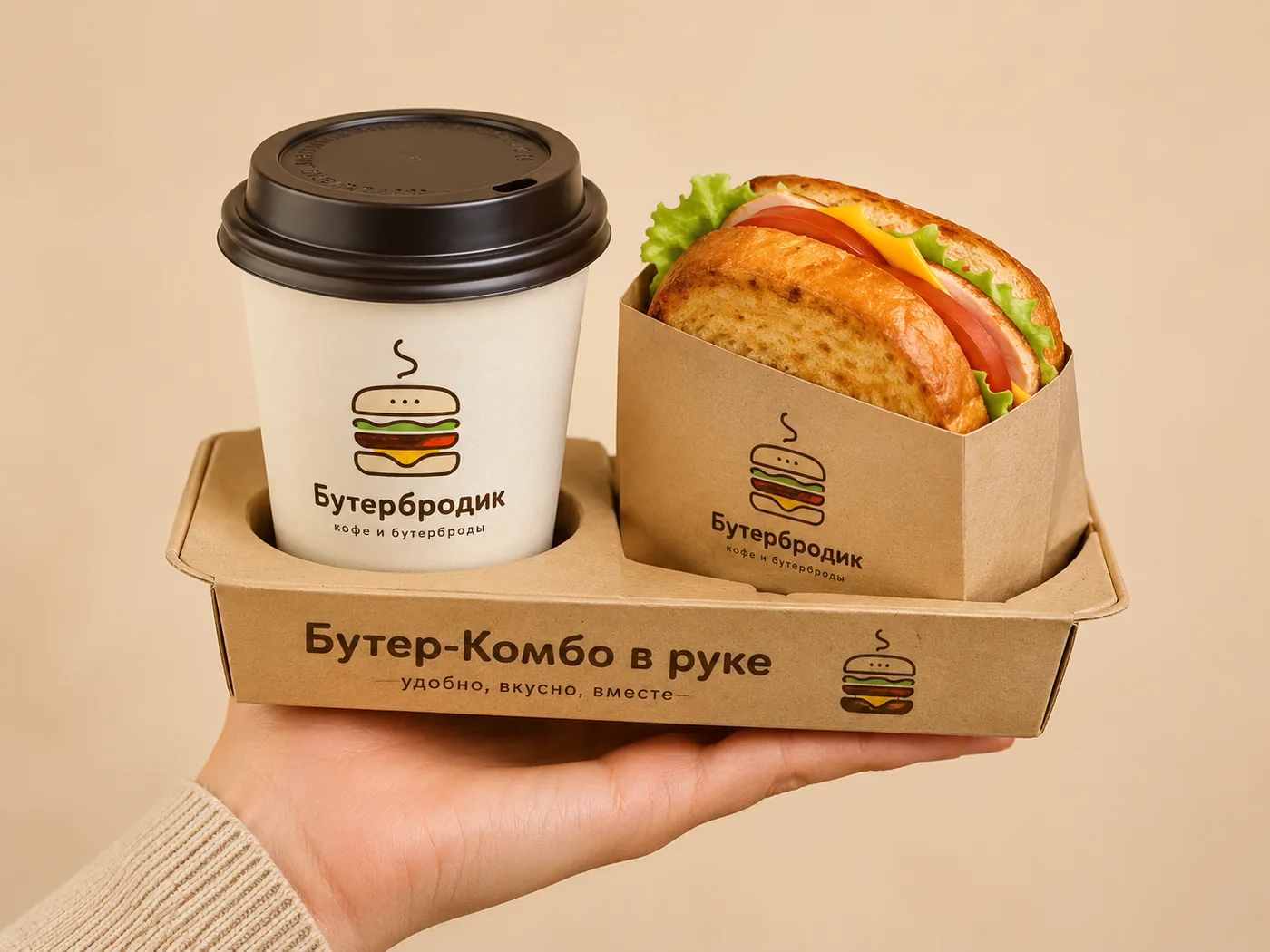 Кофе и бутерброд в удобной упаковке